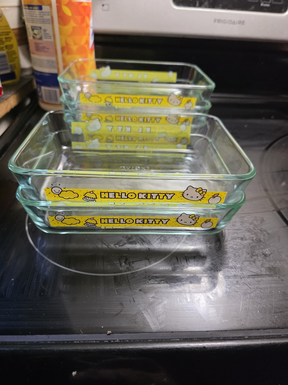 Hello Kitty Clear Glass Baking Dish Set with Yellow Character Trim